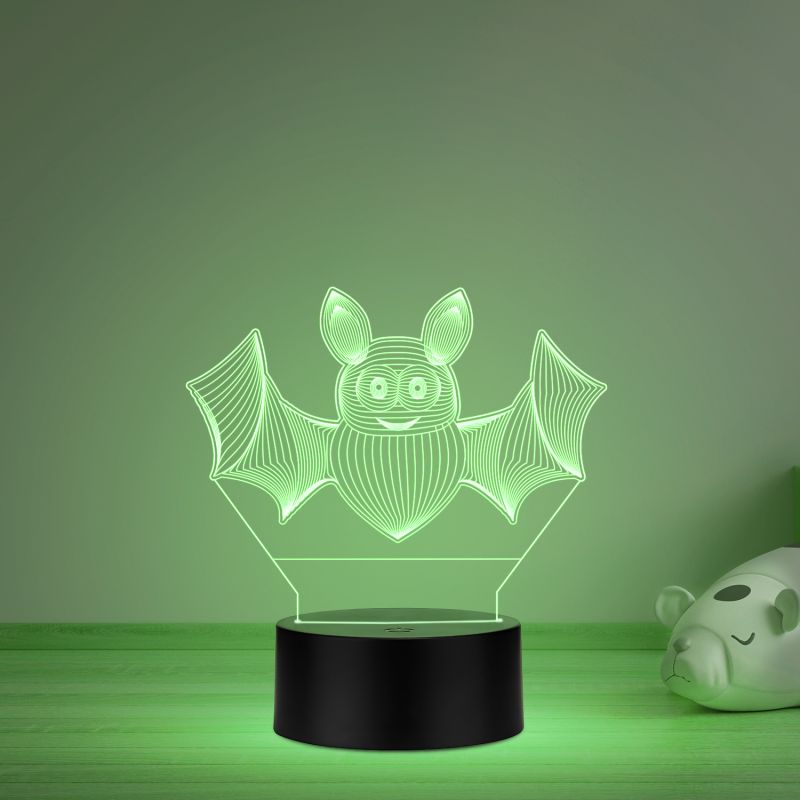 3D Illusion Bat Animal Led Night Lamp Multicolored Room Decor